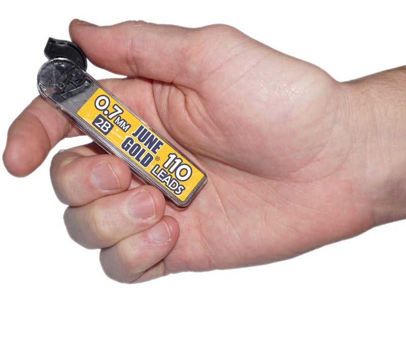 June Gold 440 Pieces, 0.7 mm 2B Lead Refills, 110 Pieces Per Dispenser, Medium Thickness, Break Resistant Lead/Graphite (Pack of 4 Dispensers) - Image 2